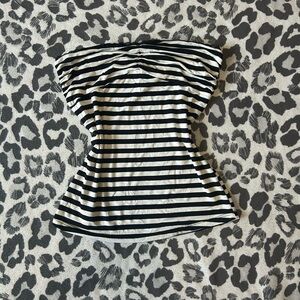 Sourpuss Black and White Ruched Tube Top